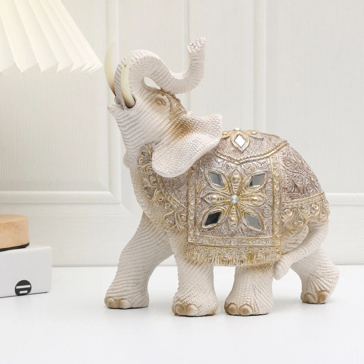 Trunk-Up Feng Shui Elephant Statue for Wealth and Good Luck Home Office Decor