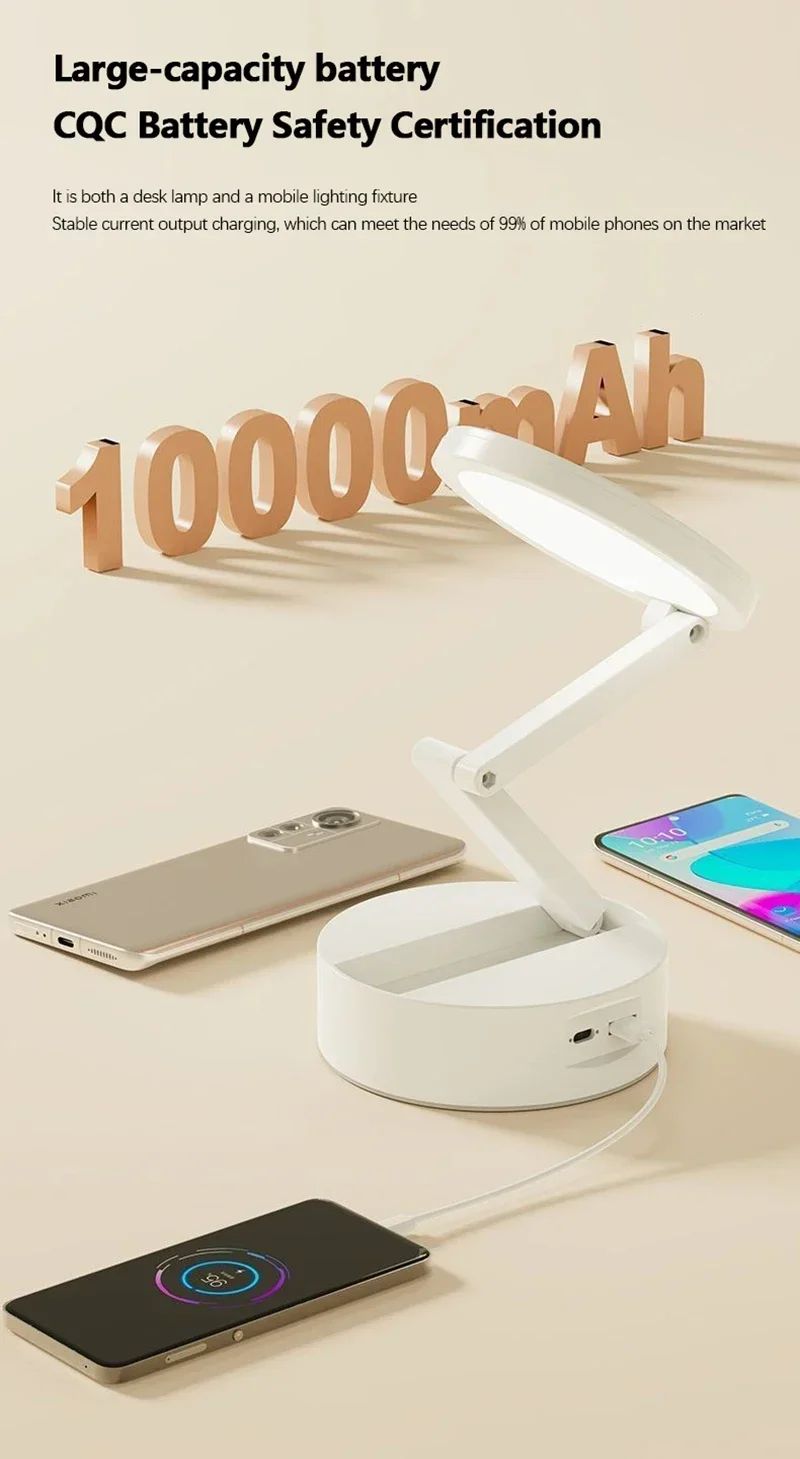 Rechargeable Foldable LED Desk Lamp with Clock