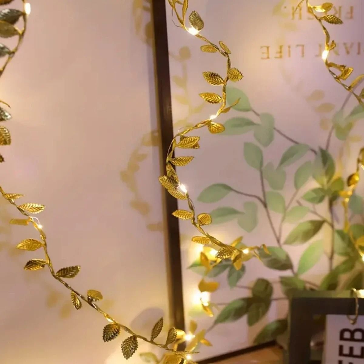 Gilded Willow Leaf Fairy String Lights