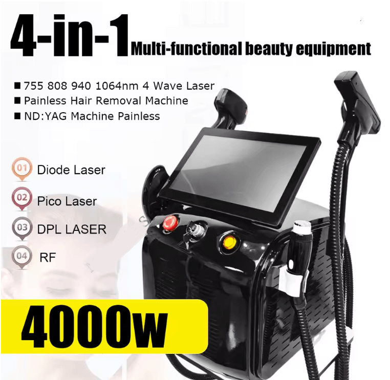 4 in 1 Diode Laser and Picosecond IPL RF Machine for Hair Removal and Tattoo Removal