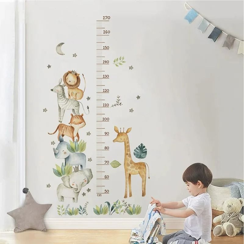 Cute Cartoon Animal Kids Growth Chart Wall Decoration Stickers for Children's Rooms