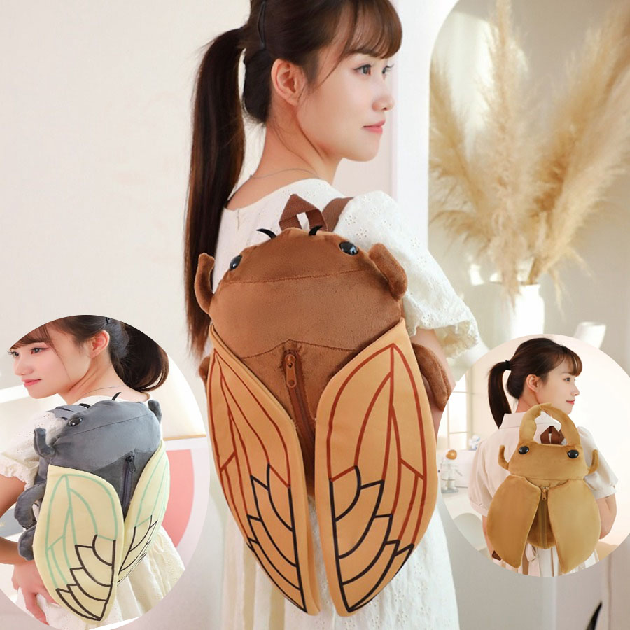 Lifelike Plush Beetle Backpack for Kids Cute Cartoon Insect School Bag Toy
