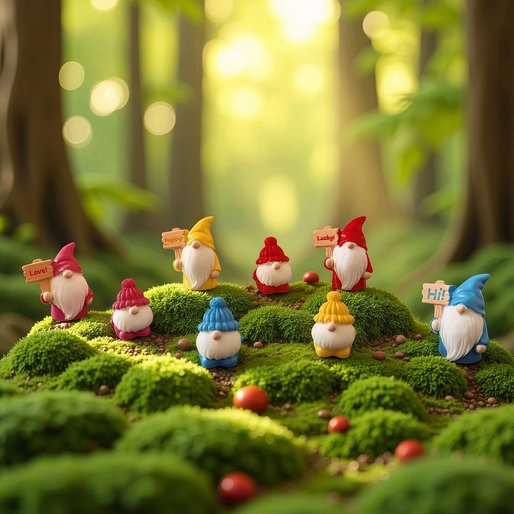 8pcs Mini Dwarf Garden Figurines Blind Bag – Cute Micro Landscape DIY Decoration Set