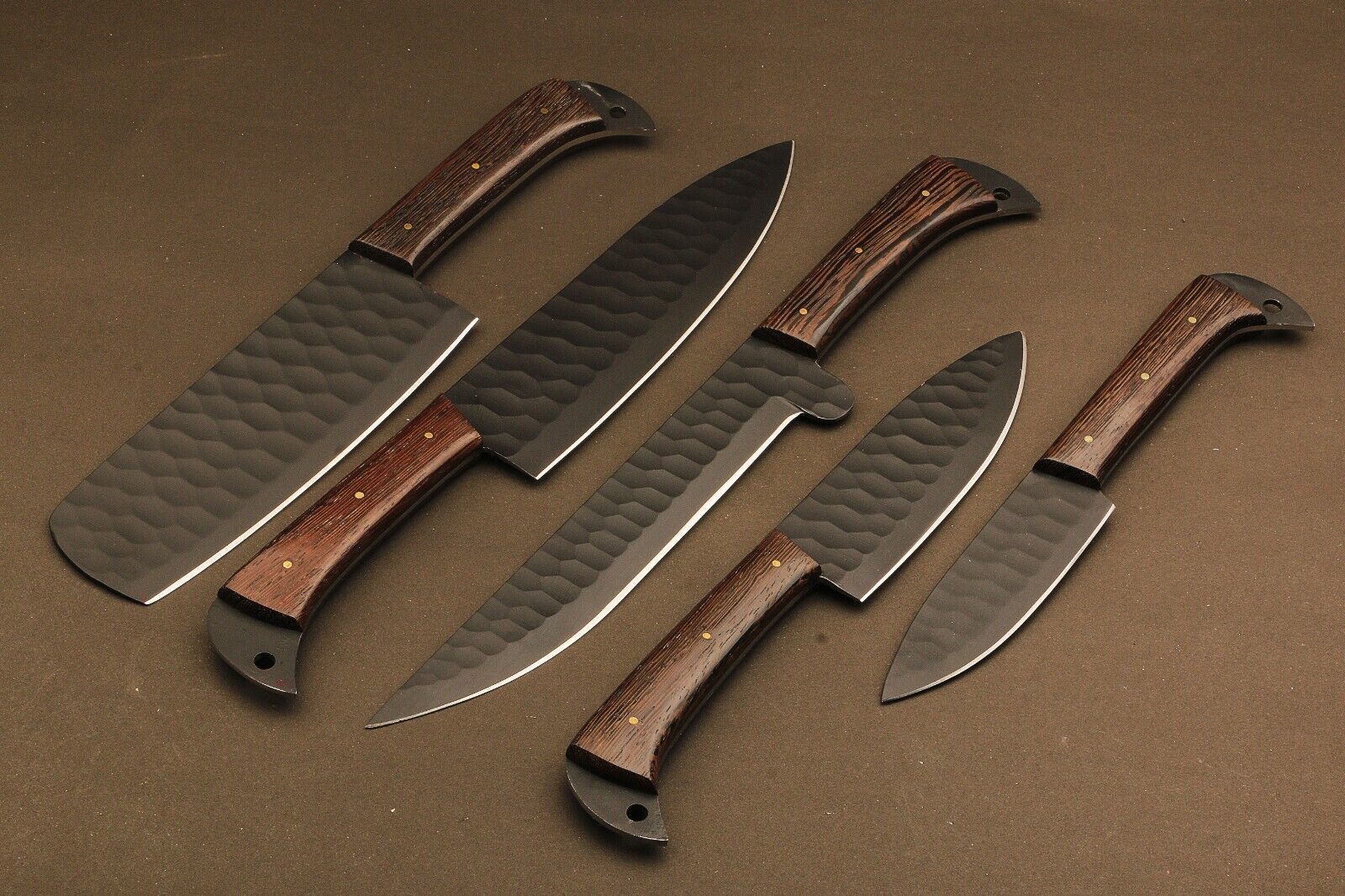Professional Grade Handmade Damascus Chef Knives with Rosewood