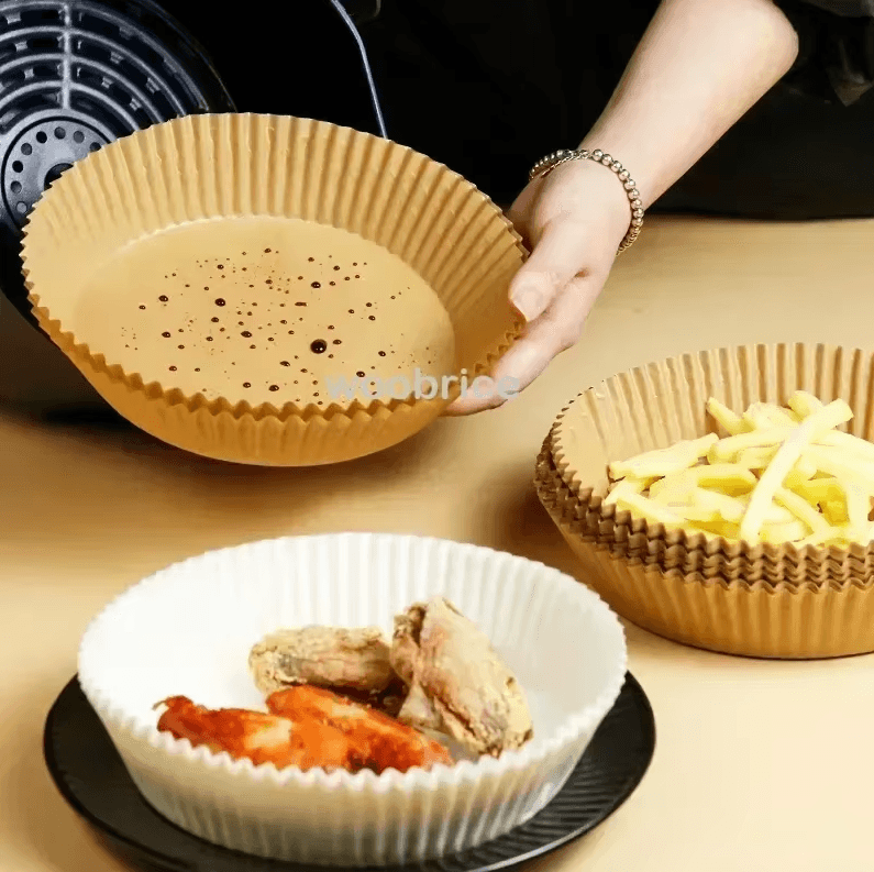 Air Fryer Disposable Liners | Non-Stick Parchment Paper for Baking, Roasting & Microwave (50/100 Pcs)