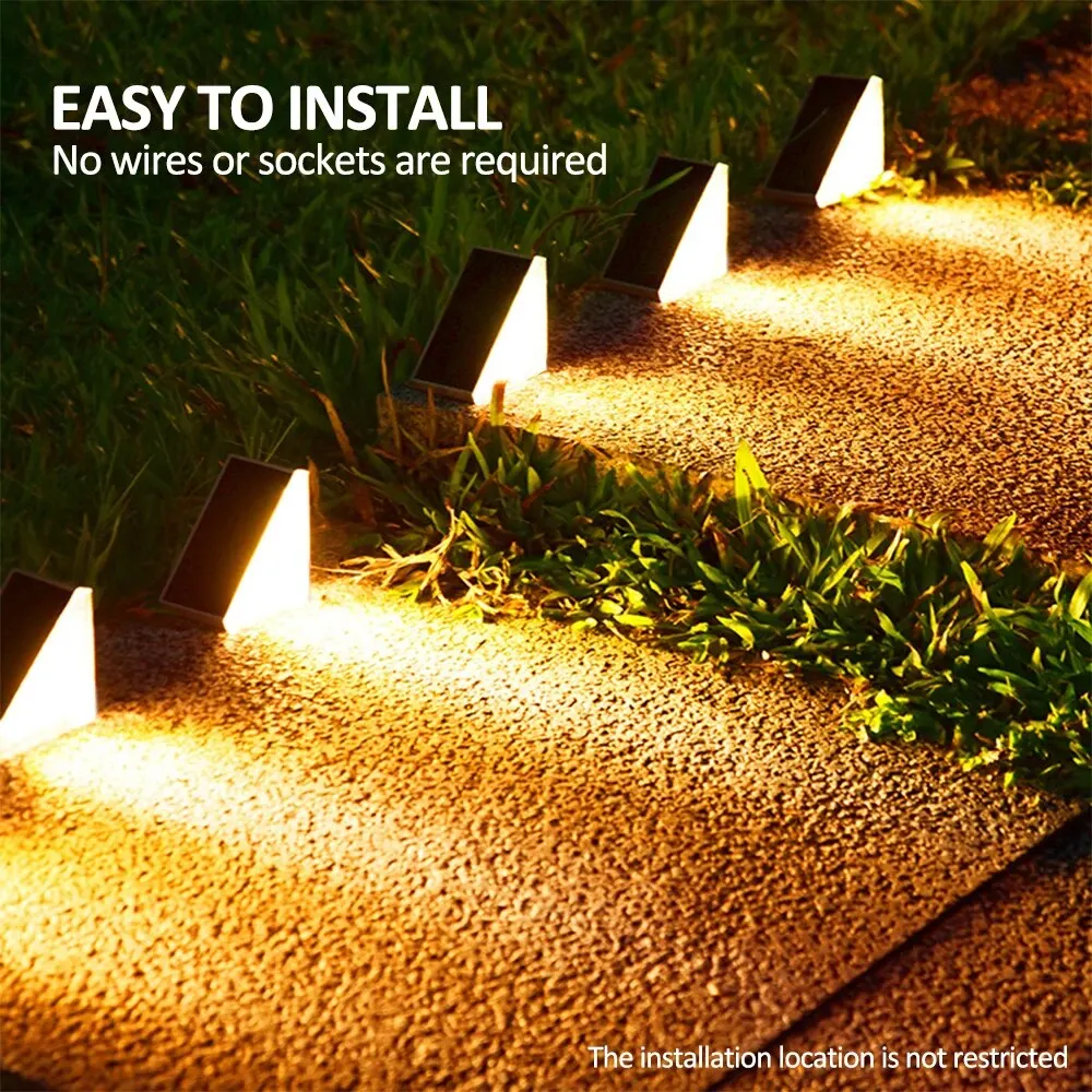 Outdoor LED Solar Step Lights, Waterproof, Auto On, for Yard, Garden Patio, Driveway, Fence, Porch, Post, Outside Stair