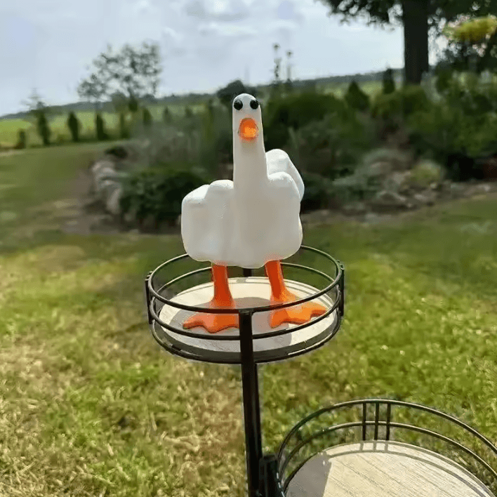 Funny Middle Finger Duck Statue – Cute Resin Rebel Desk Decor