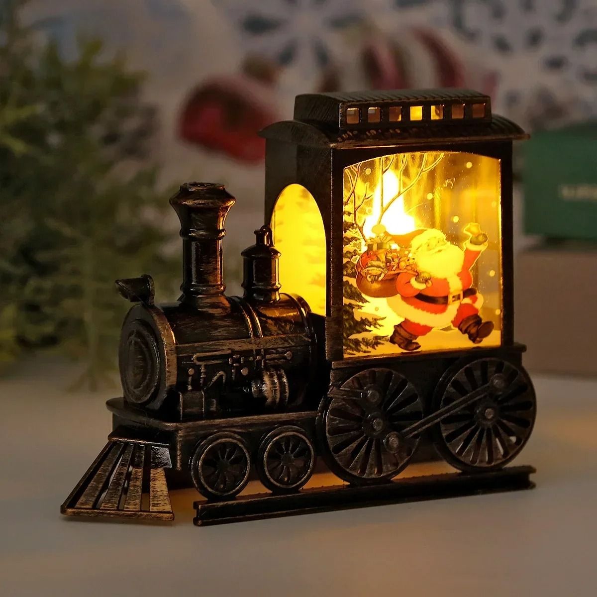 Vintage LED Train Lantern Night Light for Home and Holiday Decoration