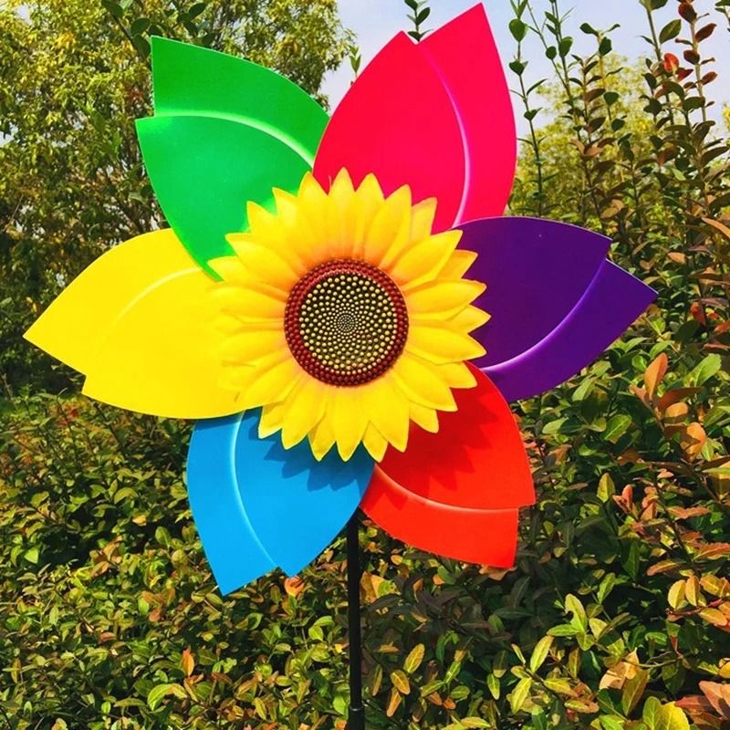 Colorful Sunflower Windmill Pinwheel Garden Spinner