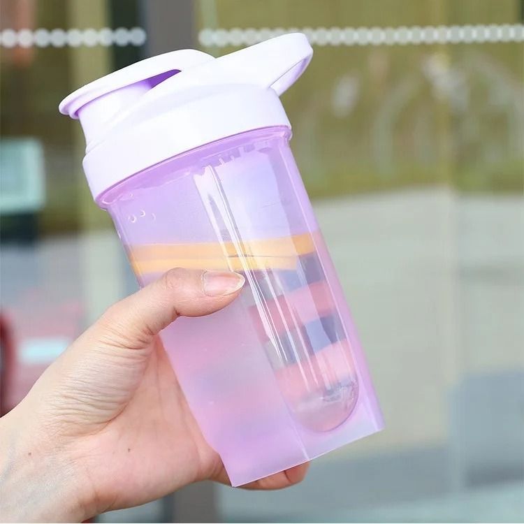 Protein Shaker Bottle Sports Water Bottle with Mixing Cup for Fitness and Gym Use