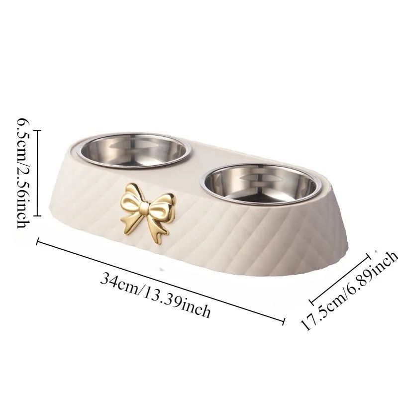 Bowtie Double Pet Bowl for Food and Water