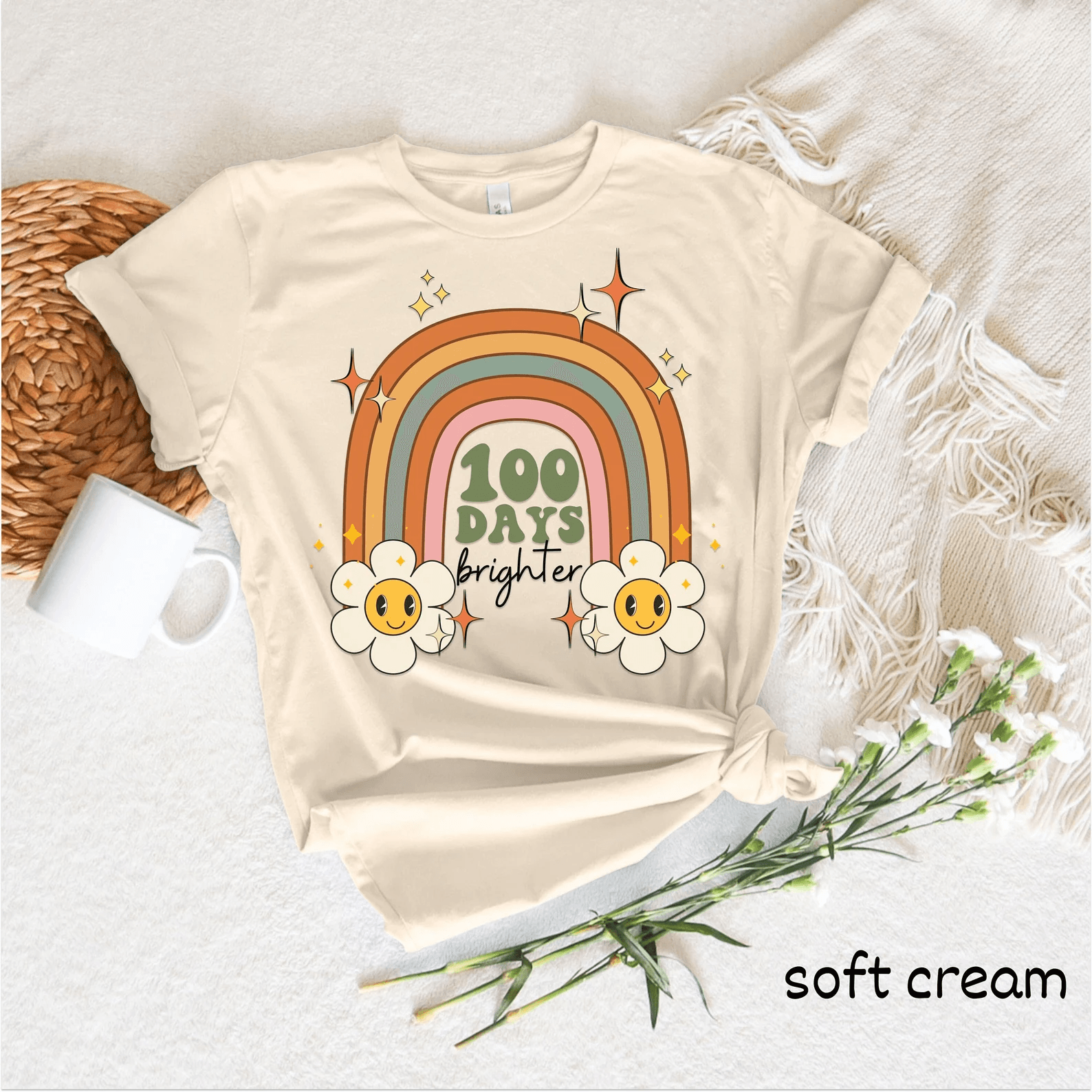 100 Days of School Teacher Shirt Retro 100th Day Teach Tee Cute Gift