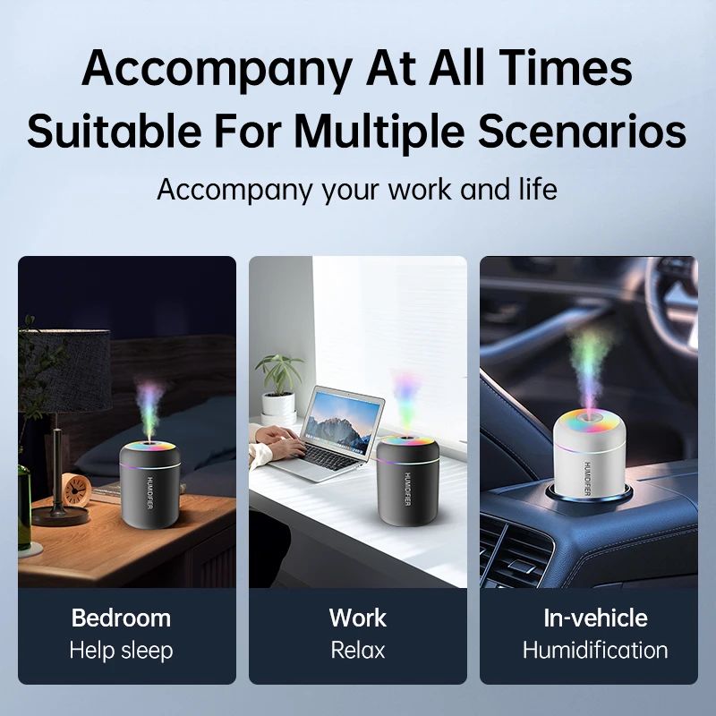 Mini USB Air Humidifier Aroma Diffuser with Light