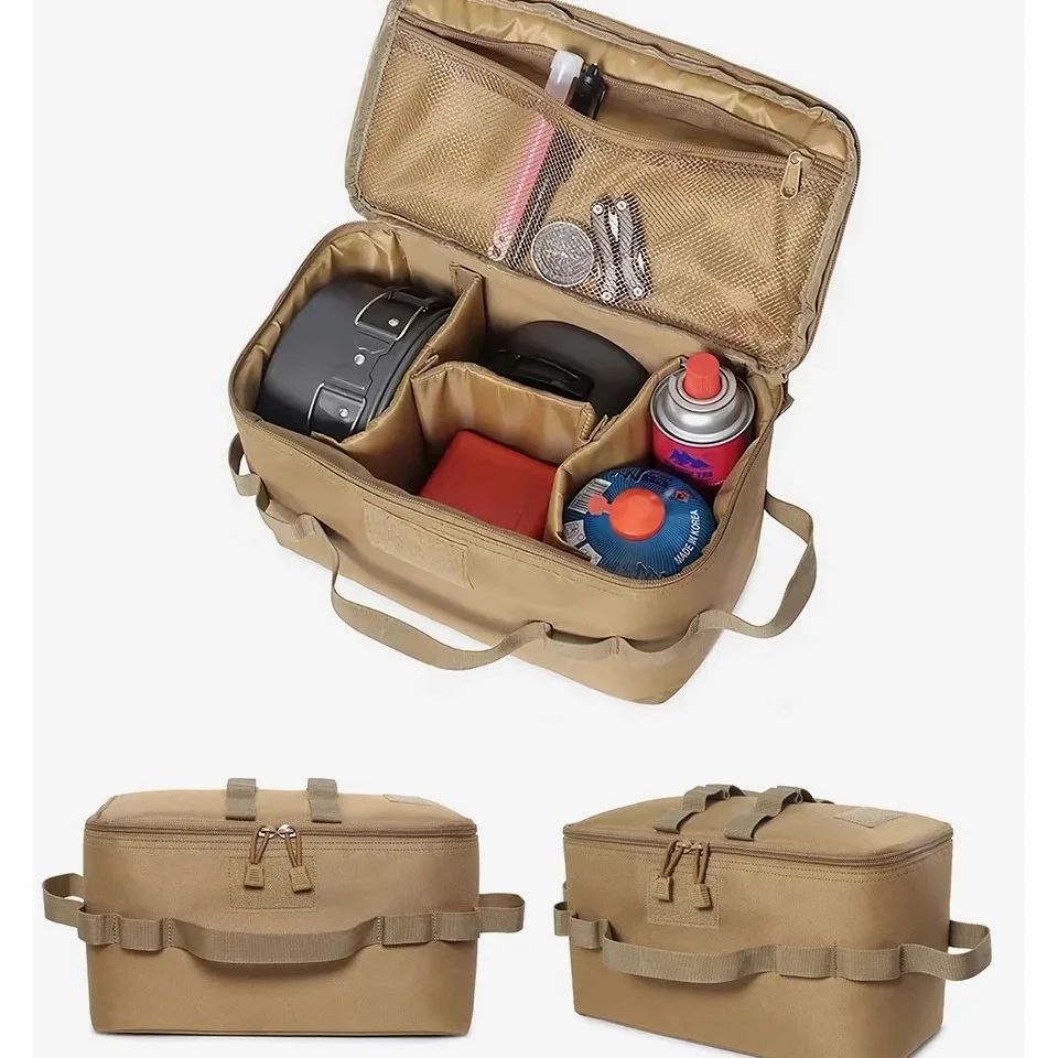 Outdoor Camping Gas Canister Storage Bag Large Capacity Ground Nail Tool & Cookware Organizer for Picnic & Travel