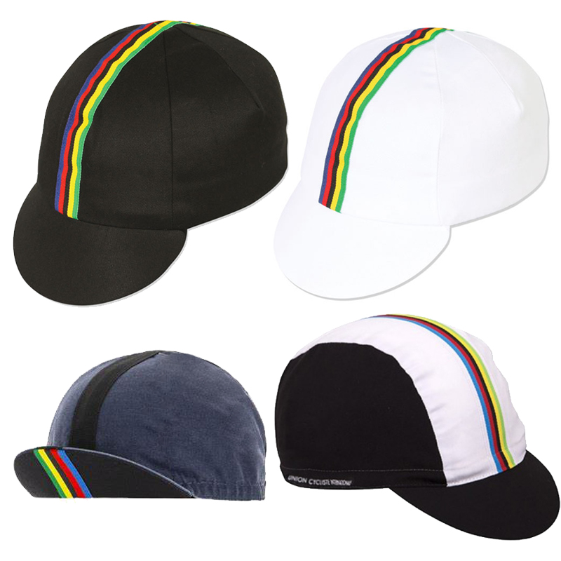 Retro Cycling Cap with Color Bars, Breathable Bike Hat, One Size Fits Most, Lightweight Polyester Design