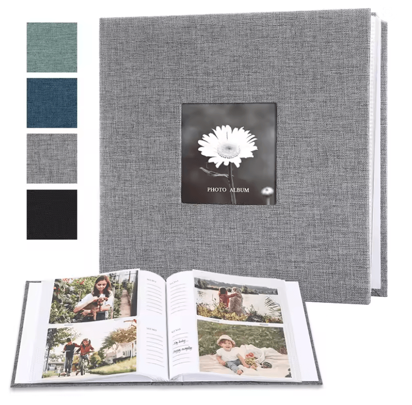 Linen Photo Album for 6 Inch Prints with Writable Interleaf Pages
