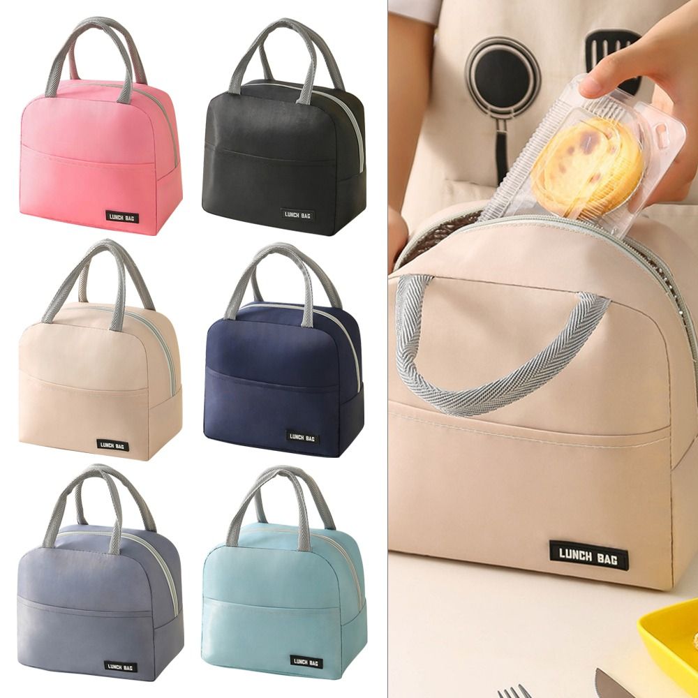 Solid Color Insulated Bento Lunch Bag for Work School Travel