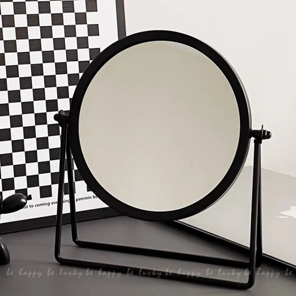 Retro Europe and America Metal Vanity Mirror Desktop Makeup Round Mirror Portable Household Rotating Dressing Mirror
