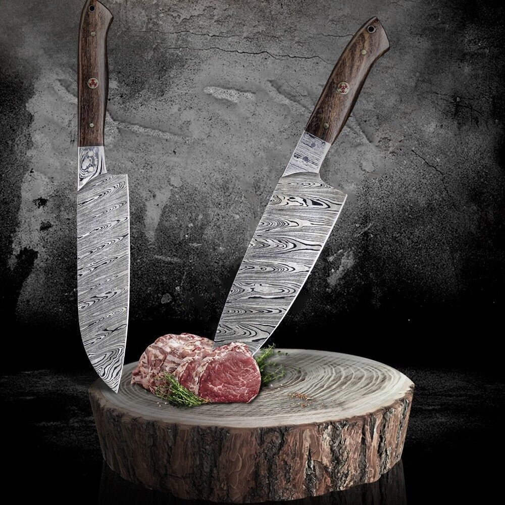 Damascus Steel Forged Kitchen Knives | 5 Pc Handmade Chef Set