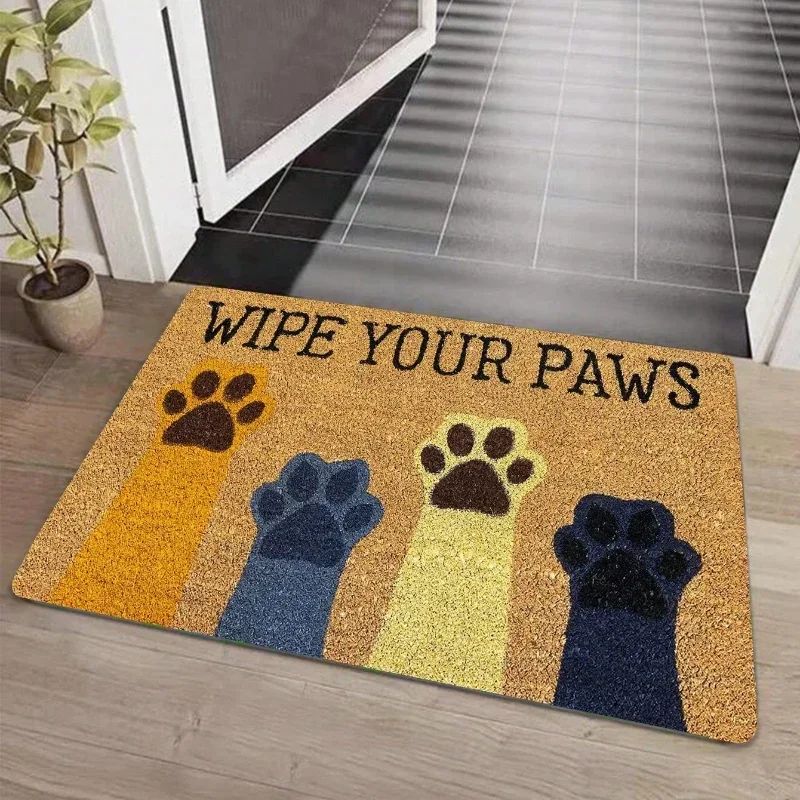 Cat Paw Print Doormat Absorbent Washable Entrance Rug