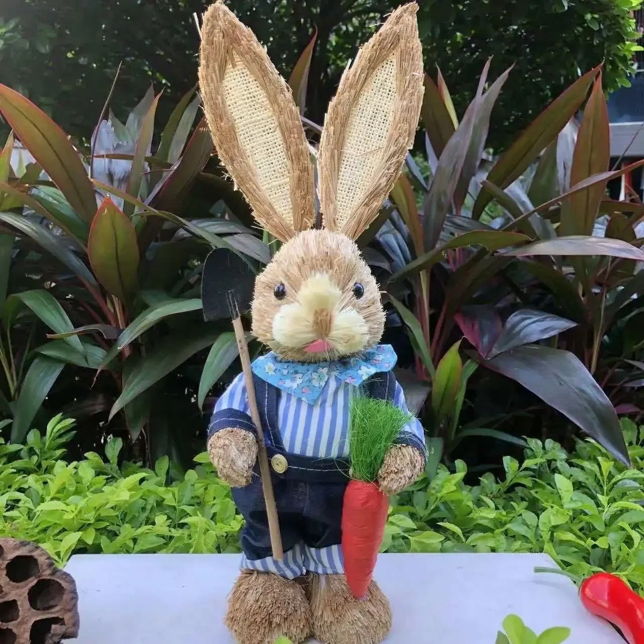 3D Handcrafted Cattail Easter Bunny | Eco-Friendly Woven Holiday Figurine