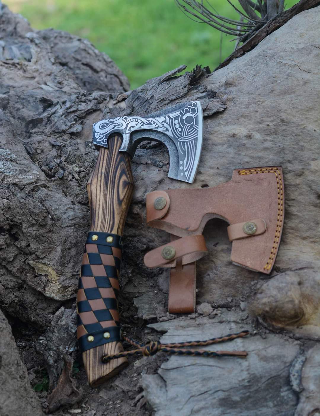 hunting axe, viking axe, with rose wood, engraved cutting axe, anniversary gifts for her, gifts for him, camping axes