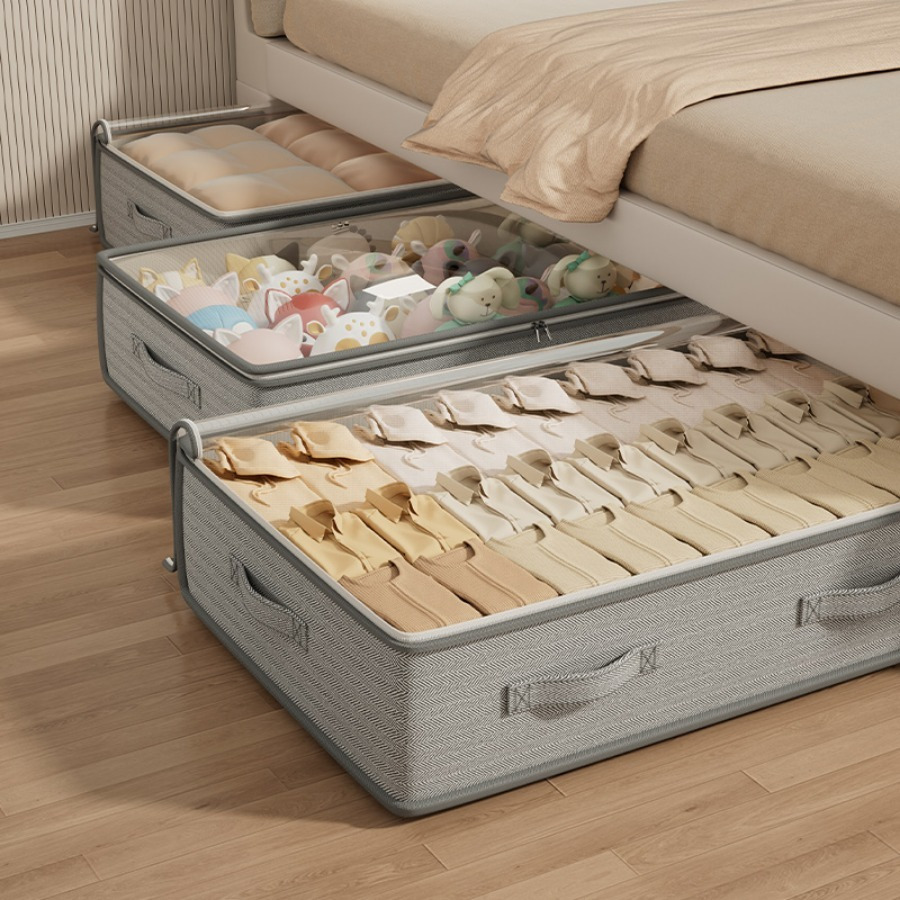 Multipurpose Organizer Bins, Foldable Sweater and Linen Storage Bags, Under Bed Storage Containers Rectangle