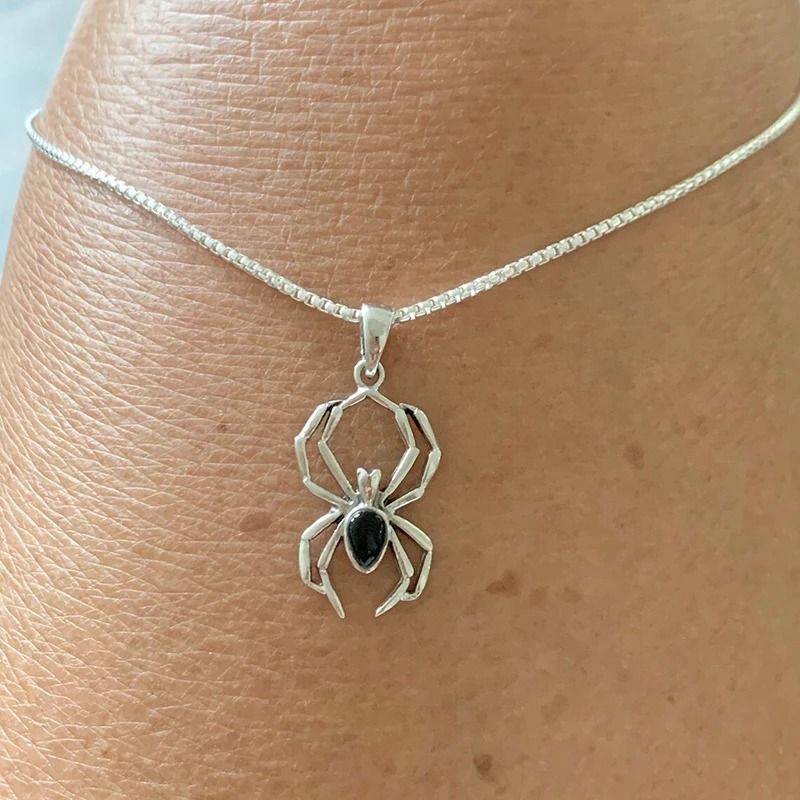 Spider Pendant Necklace With Stainless Steel Chain