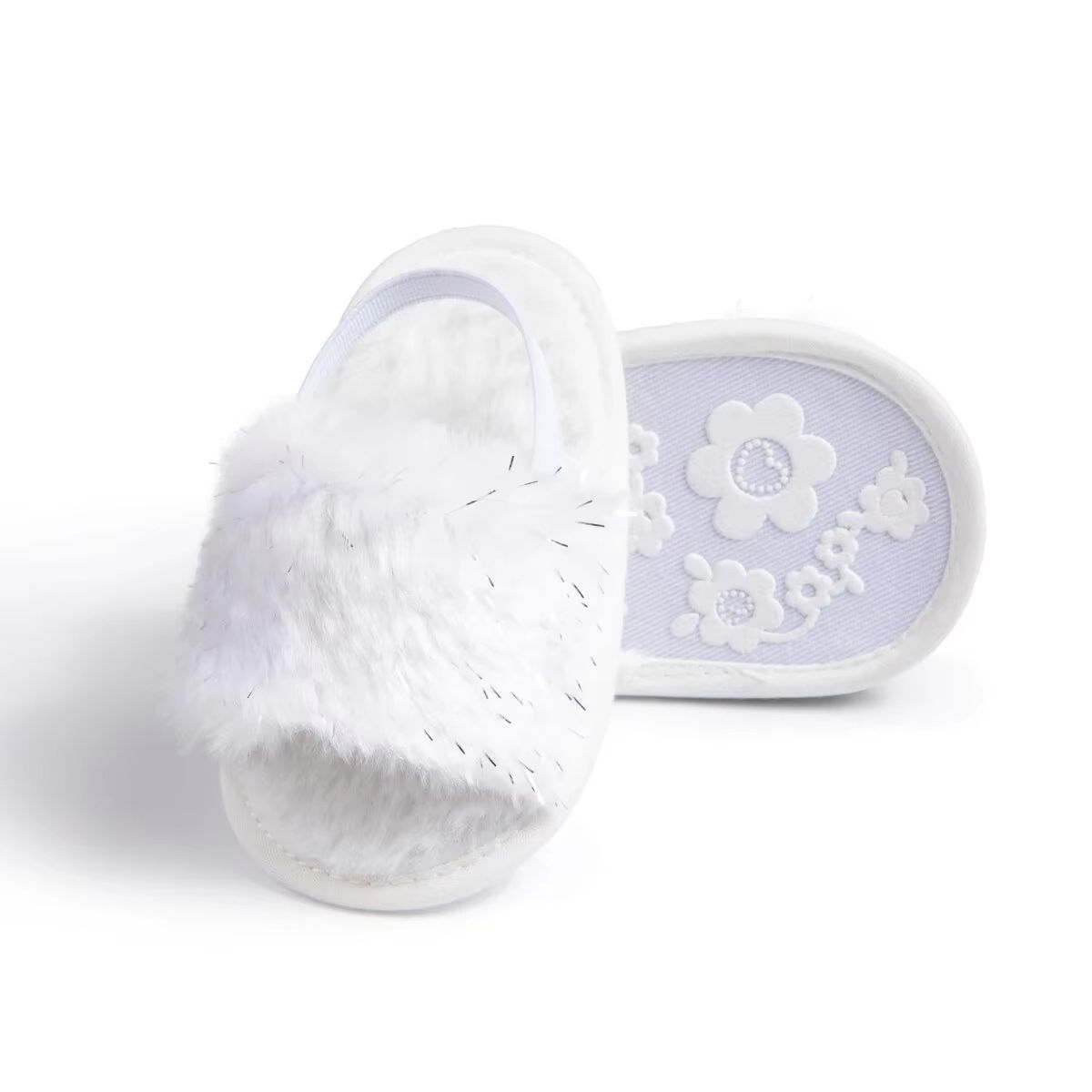 Meckior Fluffy Baby Sandals Cotton Soft Sole First Walker Baby Shoes for Newborn Boys & Girls – Anti Slip Indoor Baby Sl