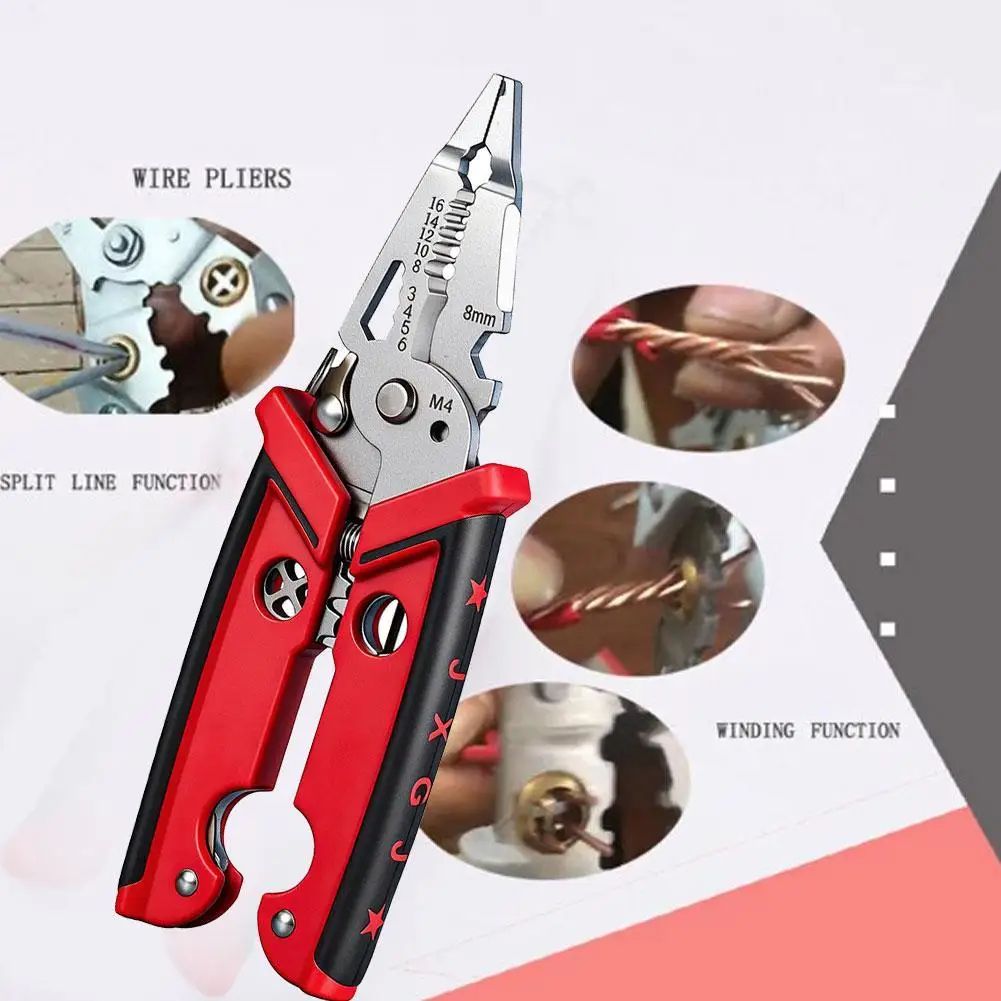 ProGrip Wire Stripping Pliers - Heavy-Duty Multifunction Electrician Pliers for Cutting, Stripping & Crimping