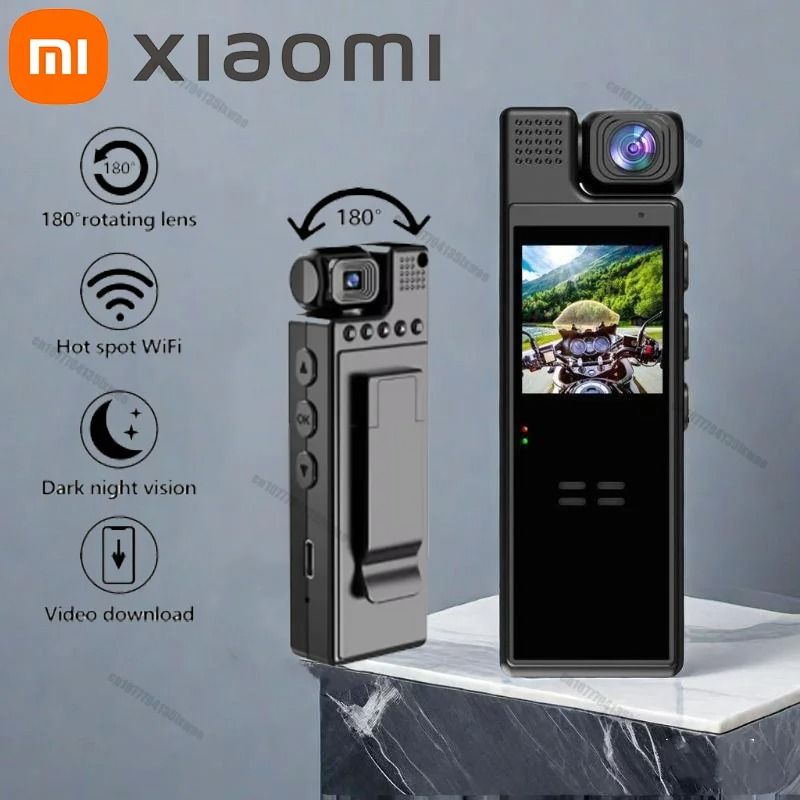Mini 8K HD Clip on Action Camera with Night Vision and 180 Degree Rotatable Lens