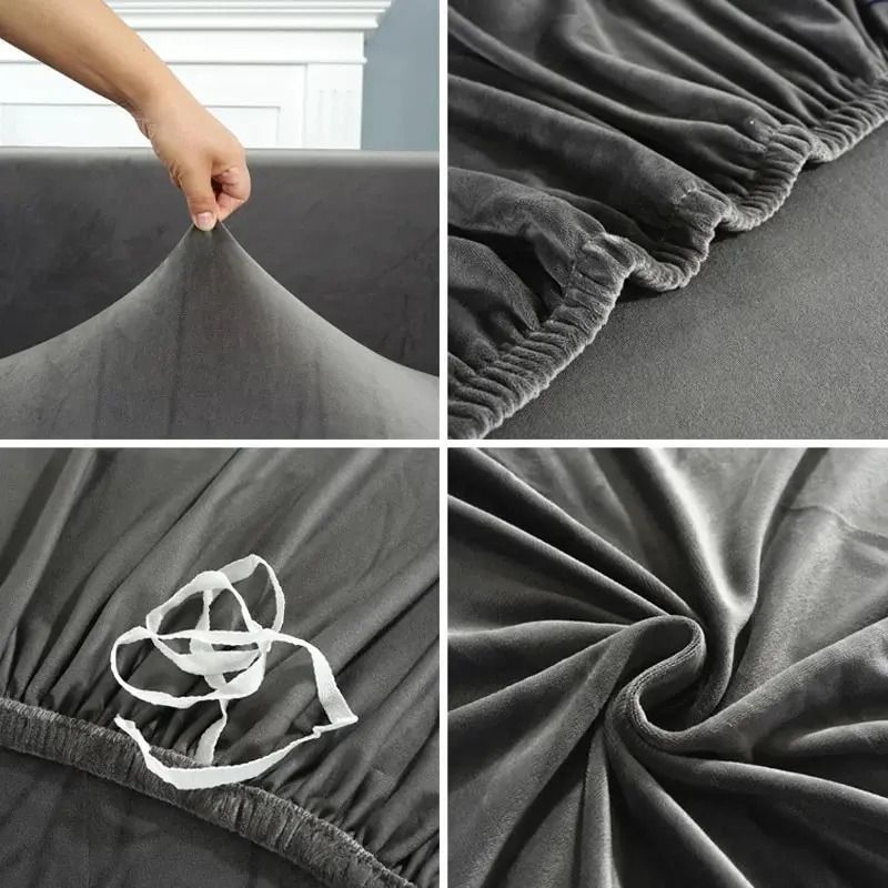 Velvet Chair Cover Stretch Dining Chair Cover Elastic Armless Seat Cover