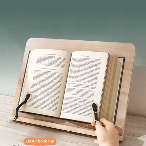 Adjustable Book Stand with Page Clips – Lightweight Reading Rest for Tablets, Cookbooks & Textbooks