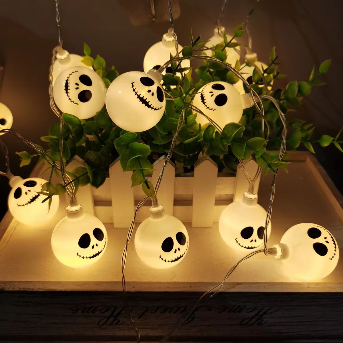 2025 Halloween Grimace String Lights - Indoor Battery/USB Operated Hanging Lamp for Home Decor