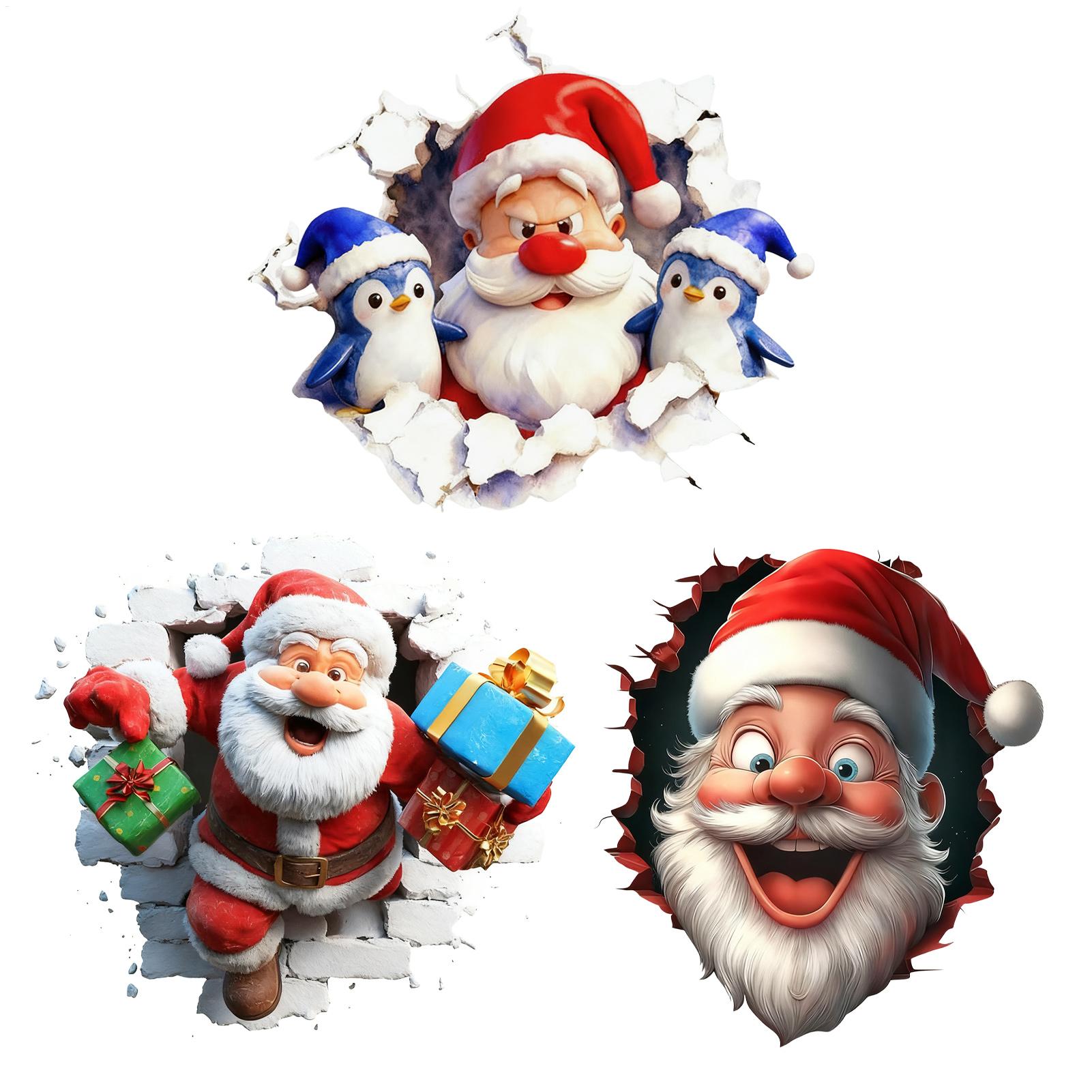 Winter Holiday Peel and Stick Funny Christmas Cartoon Decals, Home Decor Stickers