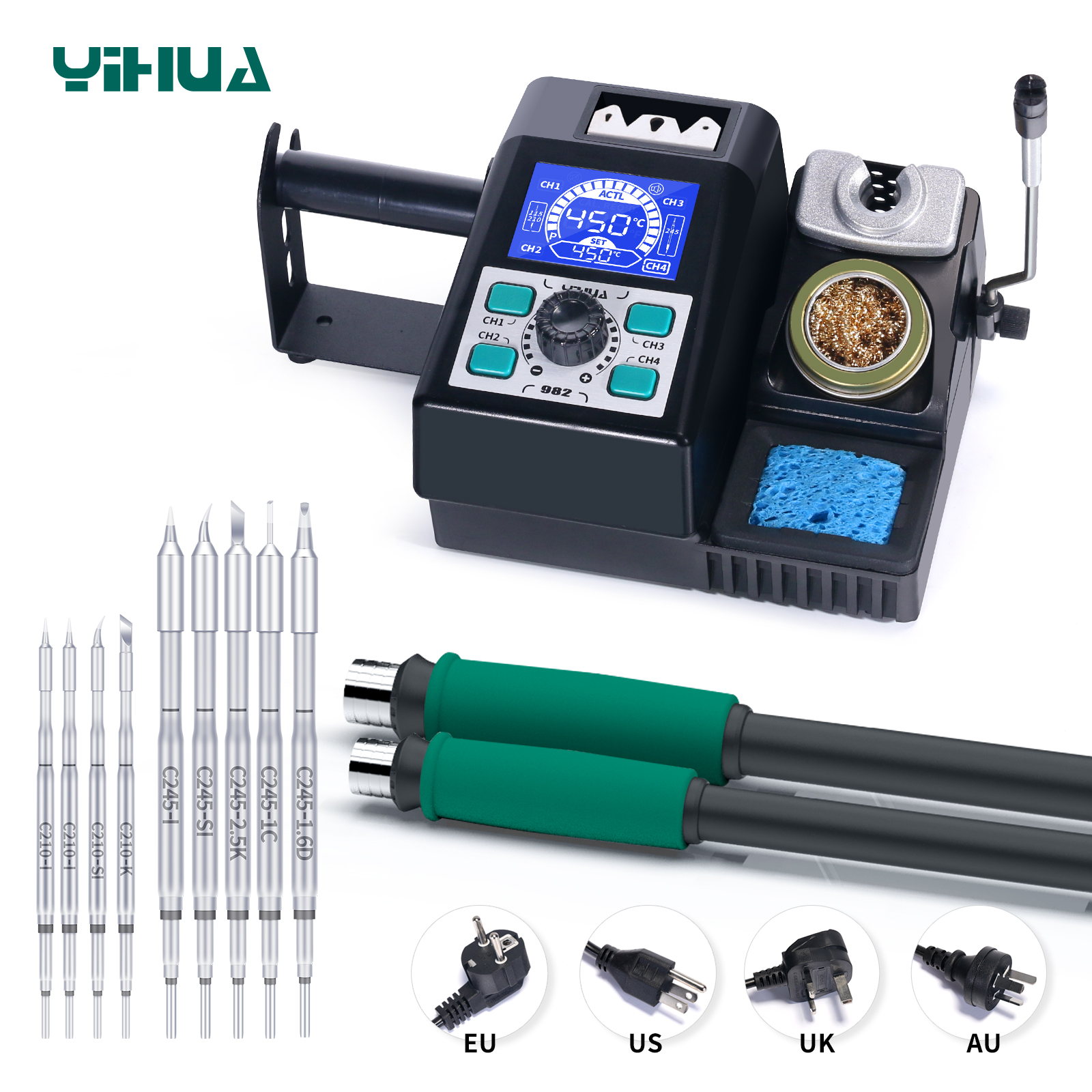 YIHUA 982 Repair Heating Soldering Iron Station – Compatible with C210 Solder Iron Handle for Electronic Welding Rework