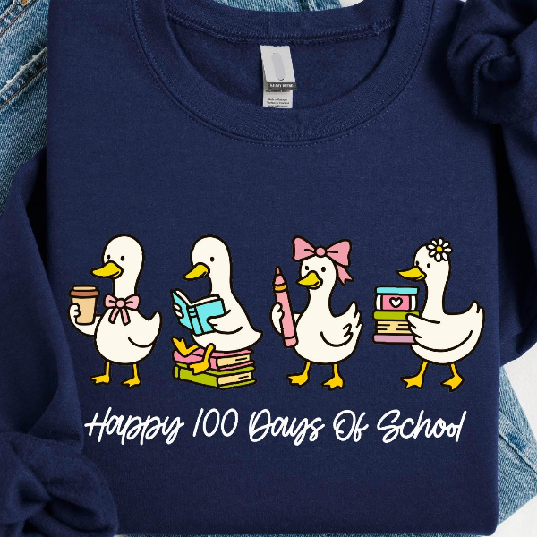 Happy 100 Days of School Sweatshirt, Silly Goose Shirt, Back to School Sweater, Funny Goose T-Shirt, School Sweatshirt,