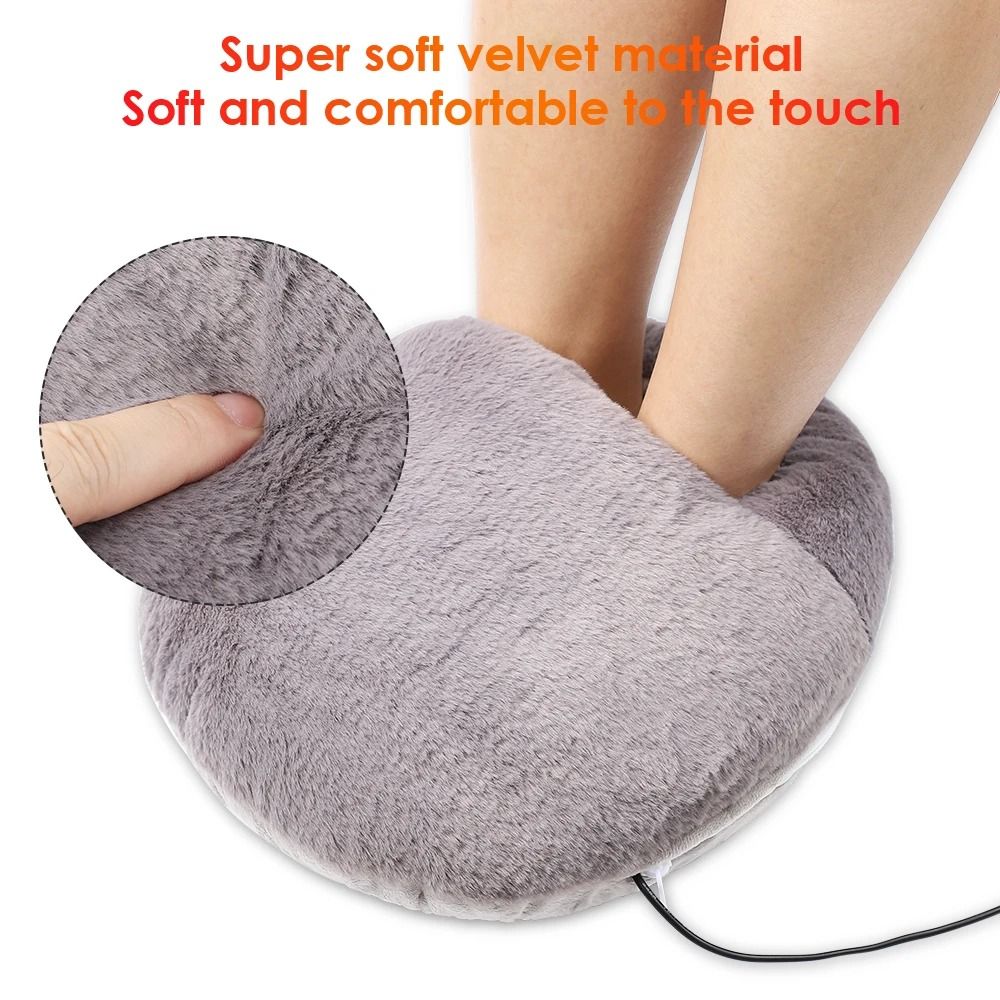 USB Winter Electric Foot Heating Pad Soft Plush Under Desk Warmer Mat