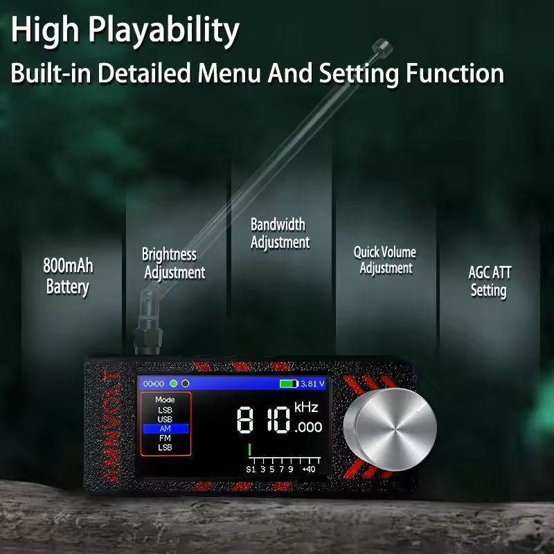 Mini Full Band DSP Radio Receiver with IPS Display and LSB USB Tuning