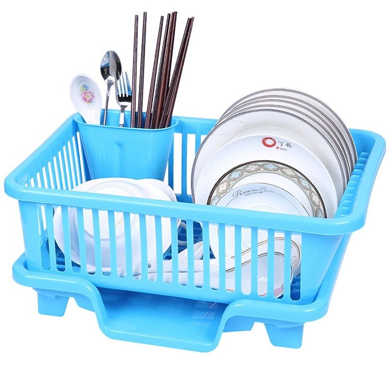 ClearFlow Kitchen Countertop Dish Drying Rack with Drainer Board