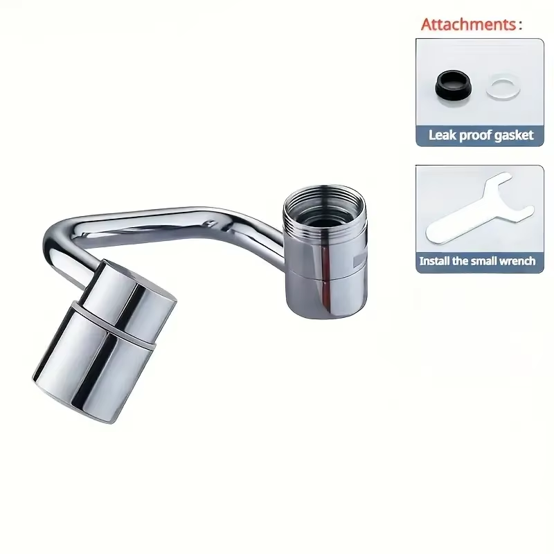 Rotating Faucet Extender with Dual Spray Stainless Steel Sink Attachment