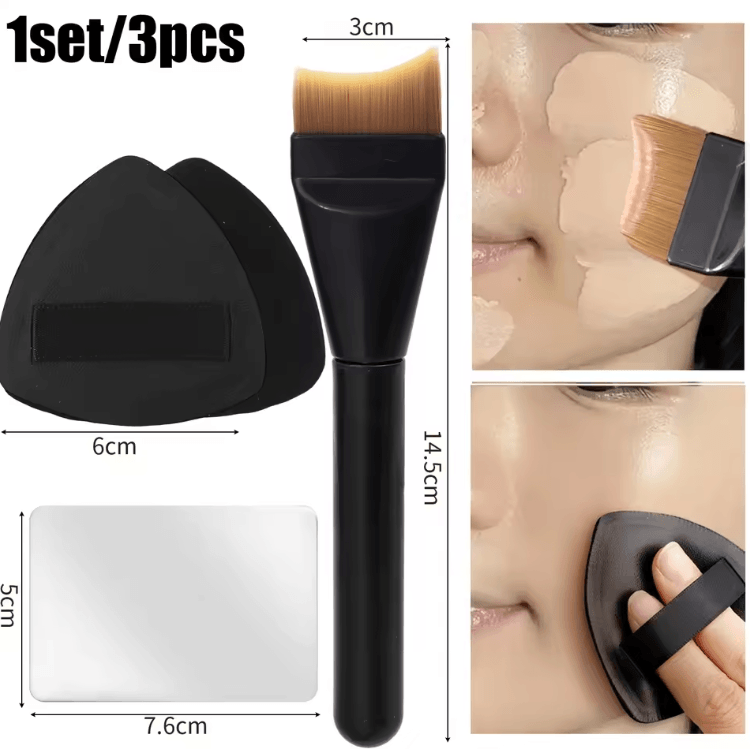 BlendEase 3 Piece Makeup Blending Tool Kit Concealer Brush Powder Puff and Palette Set