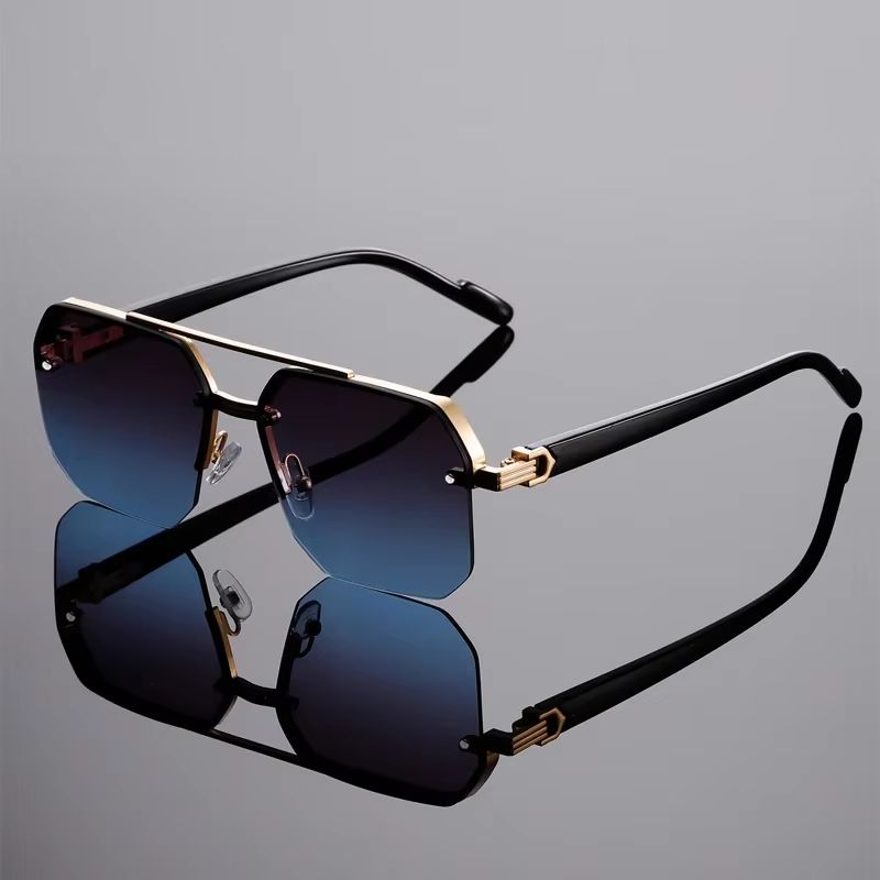 GM Lumias Oversized Semi Rimless Sunglasses for Men Vintage Gradient Casual Shades