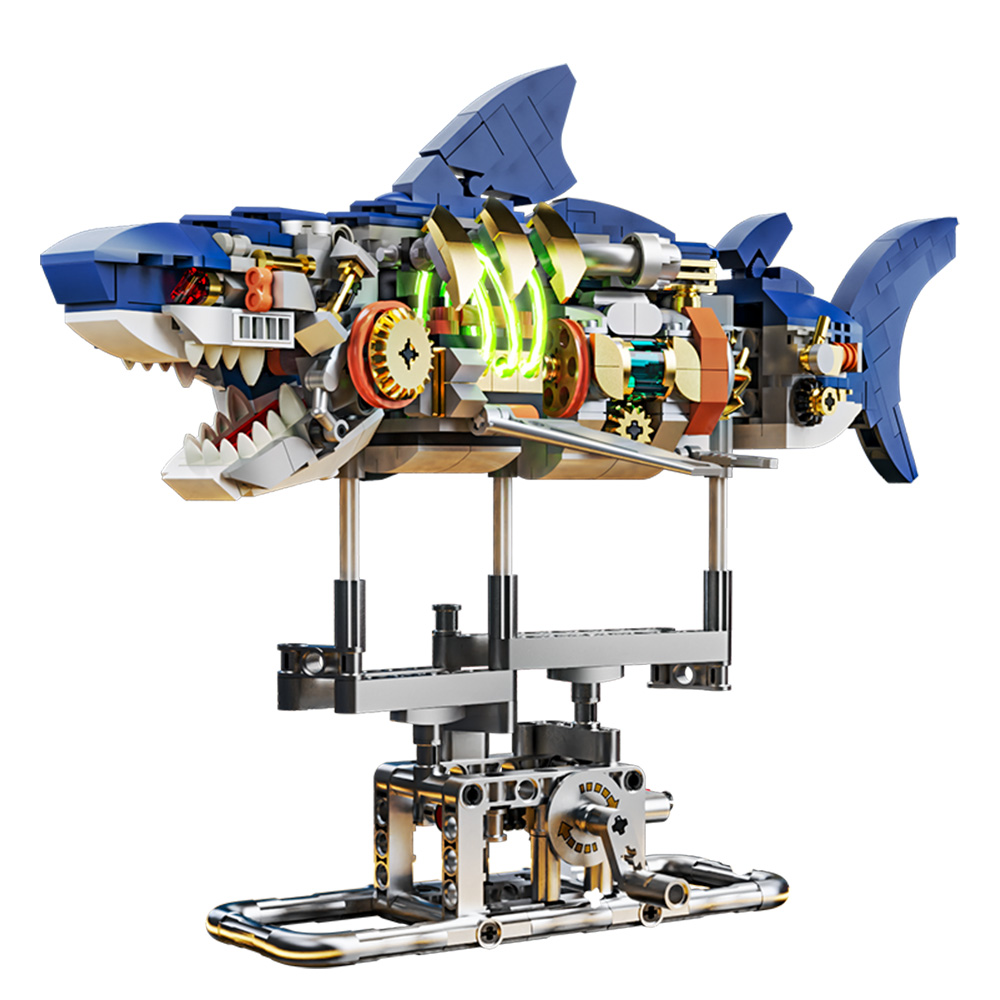 Mechanical Shark Toy Kit With Lights, Interactive STEM Model for Kids & Collectors