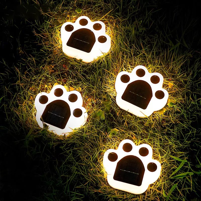Solar Bear Paw Garden Lights Waterproof LED Outdoor Pathway Decor