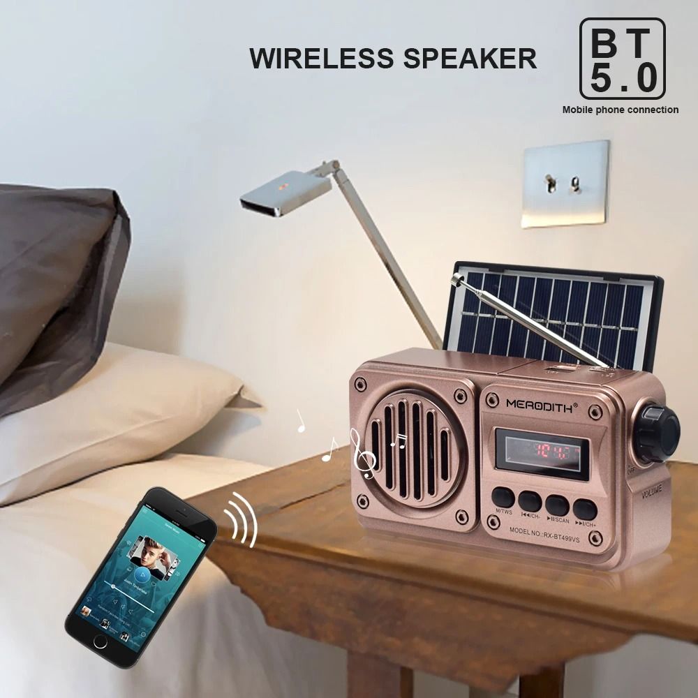 MD 499 Wireless Bluetooth Speaker MP3 FM Radio Solar Charging Emergency Power