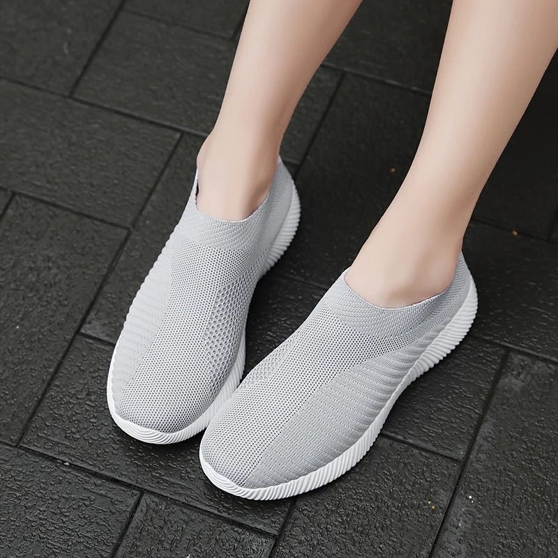 Womens Solid Color Sneakers Breathable Mesh Lightweight Walking Shoes