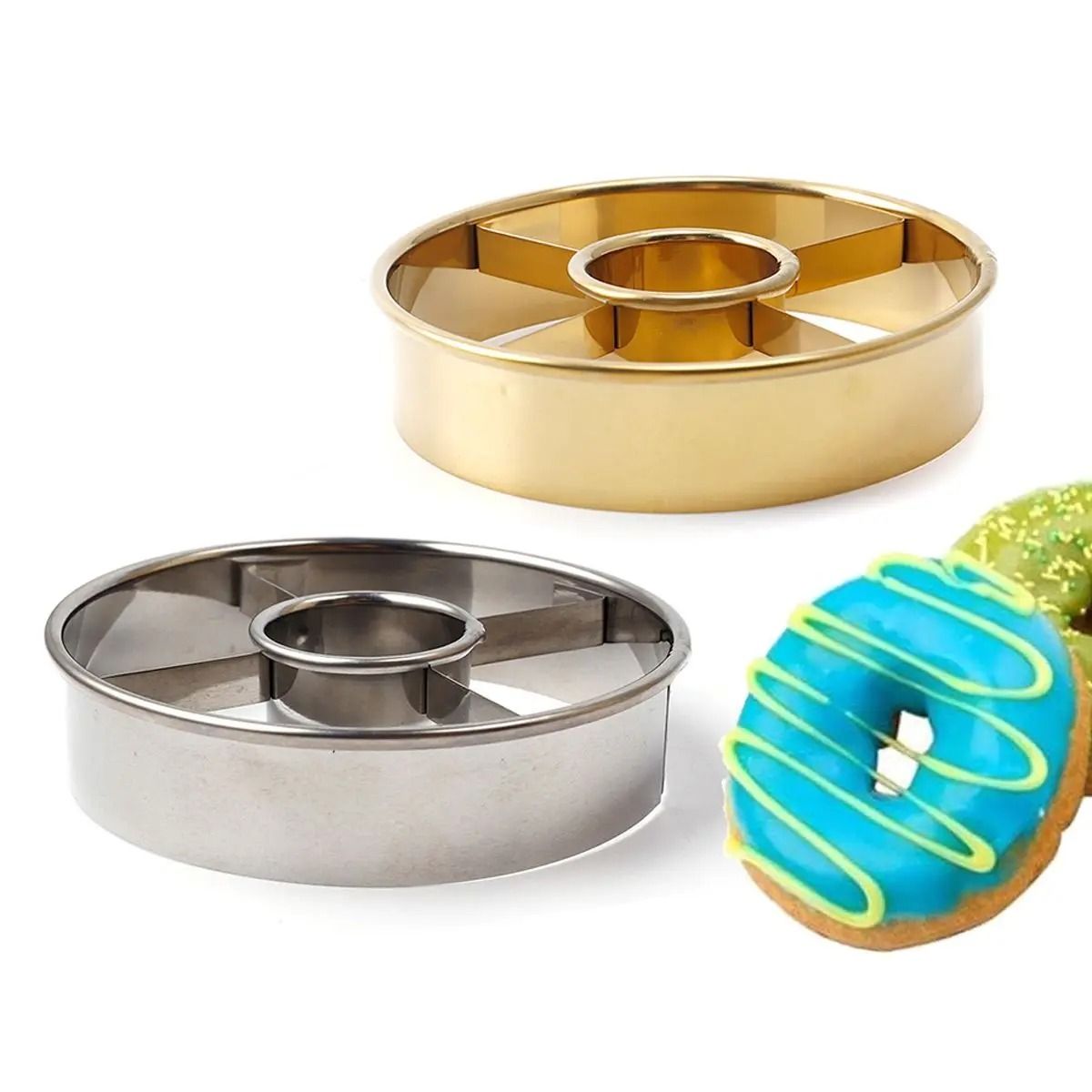 Round Stainless Steel Donut Cutting Mold – Precision Mousse Ring & Cookie Press
