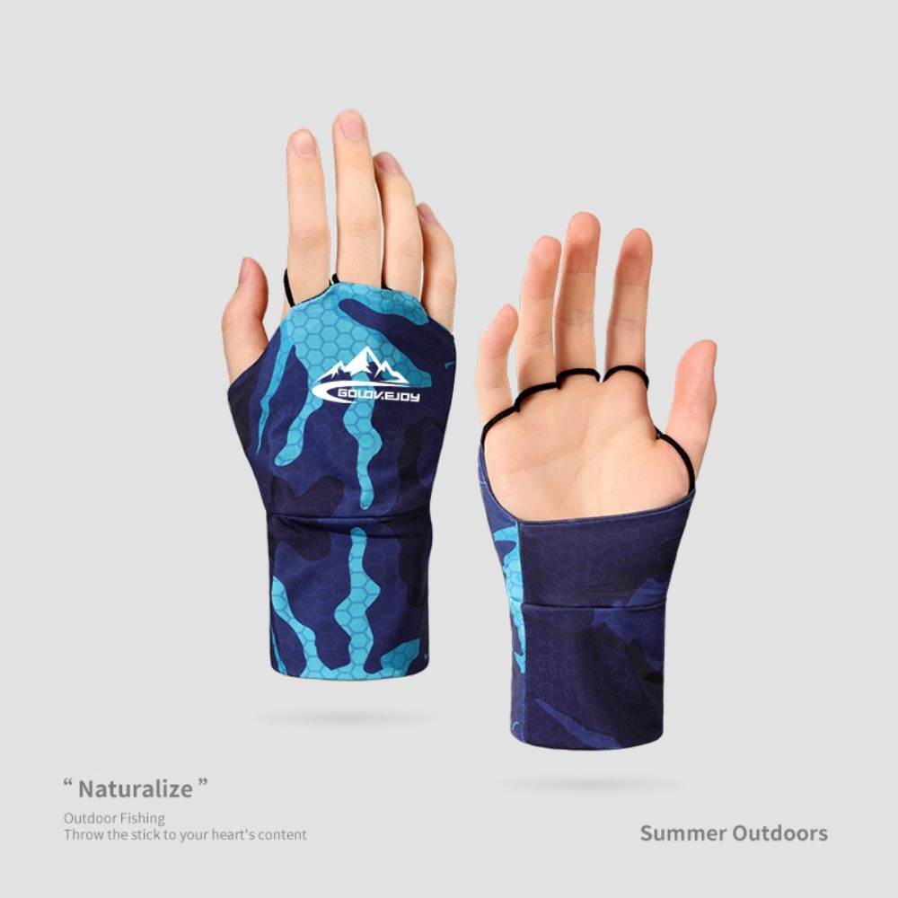 Highly Elastic Riding Gloves, Touch Screen Ice Silk Fishing Gloves, Anti-UV Breathable Palm Hollowed