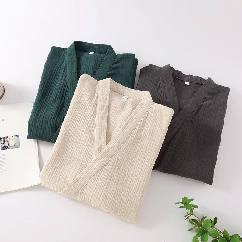 Thin Cotton Yarn Kimono Robes – Professional Couple's Bathrobe & Breathable Tied Cardigan Sleepwear